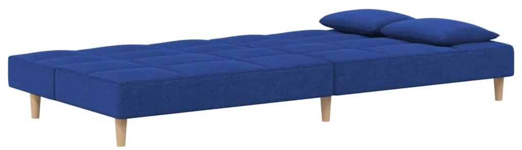 Sofá-cama 2 lugares com duas almofadas tecido azul
