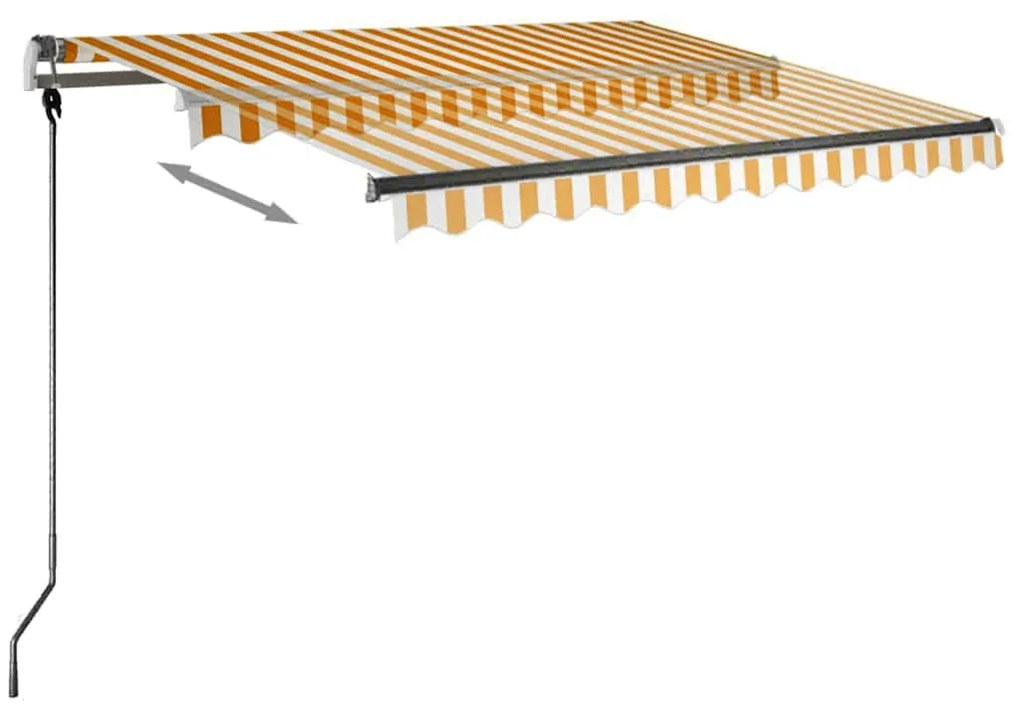 Toldo retrátil manual com LED 350x250 cm amarelo e branco