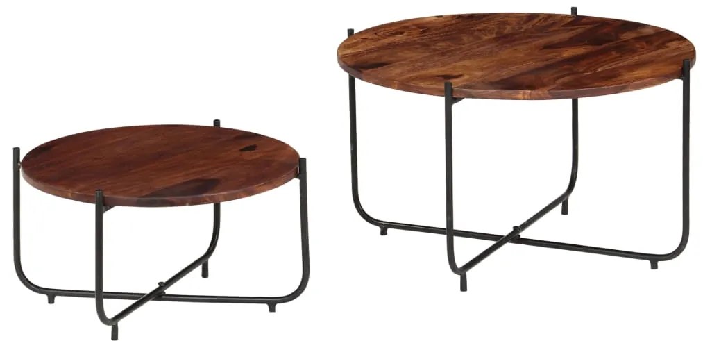 Conj. mesas de centro 2 pcs madeira de acácia maciça 60x35 cm
