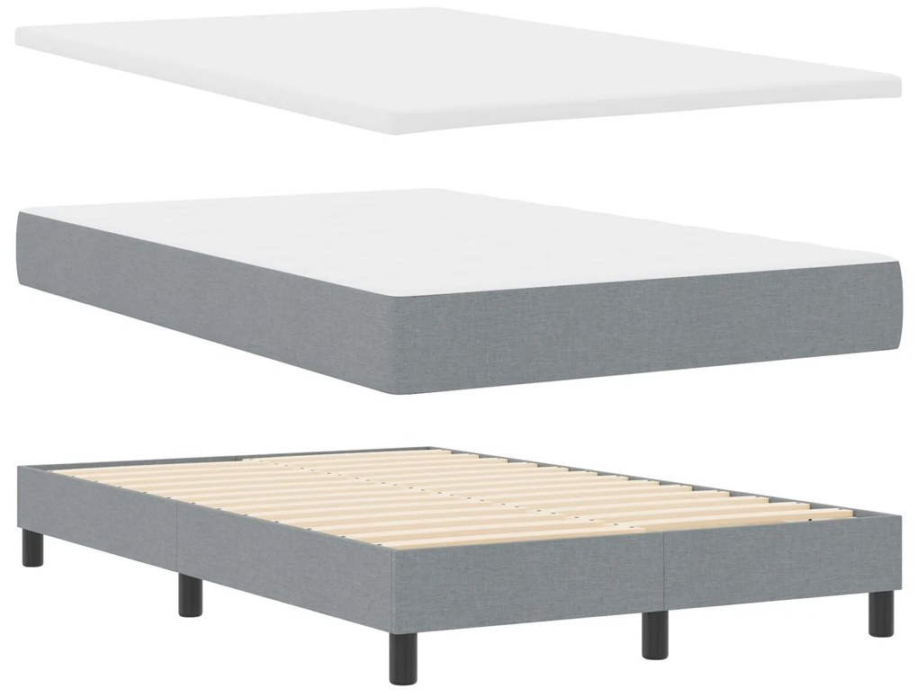Cama Box com Colchão Cinza Claro 120x200 cm Tecido
