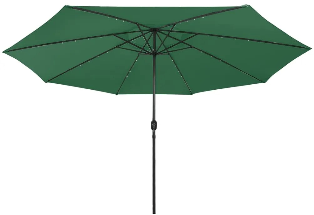 Guarda-sol de jardim com luzes LED 400 cm verde