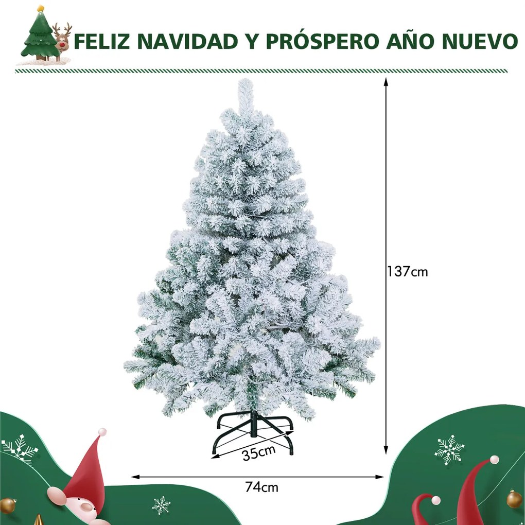 Árvore de Natal 137 cm  Pré-iluminada 295 Ramos 150 Luzes LED articuladas com suporte metálico