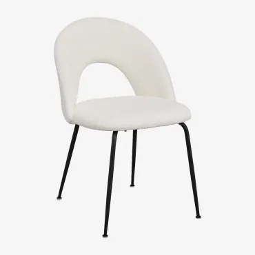 Cadeira De Jantar Em Borreguito Glorys Branco & Negro - Sklum