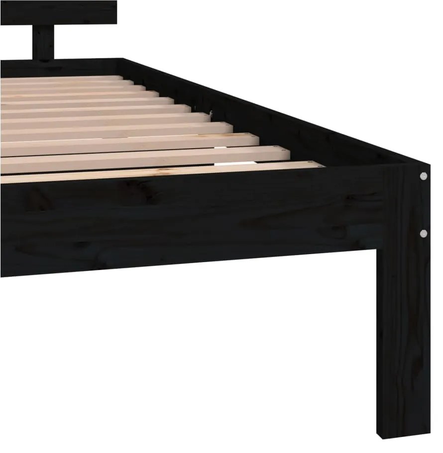 Estrutura de cama king 150x200 cm madeira maciça preto