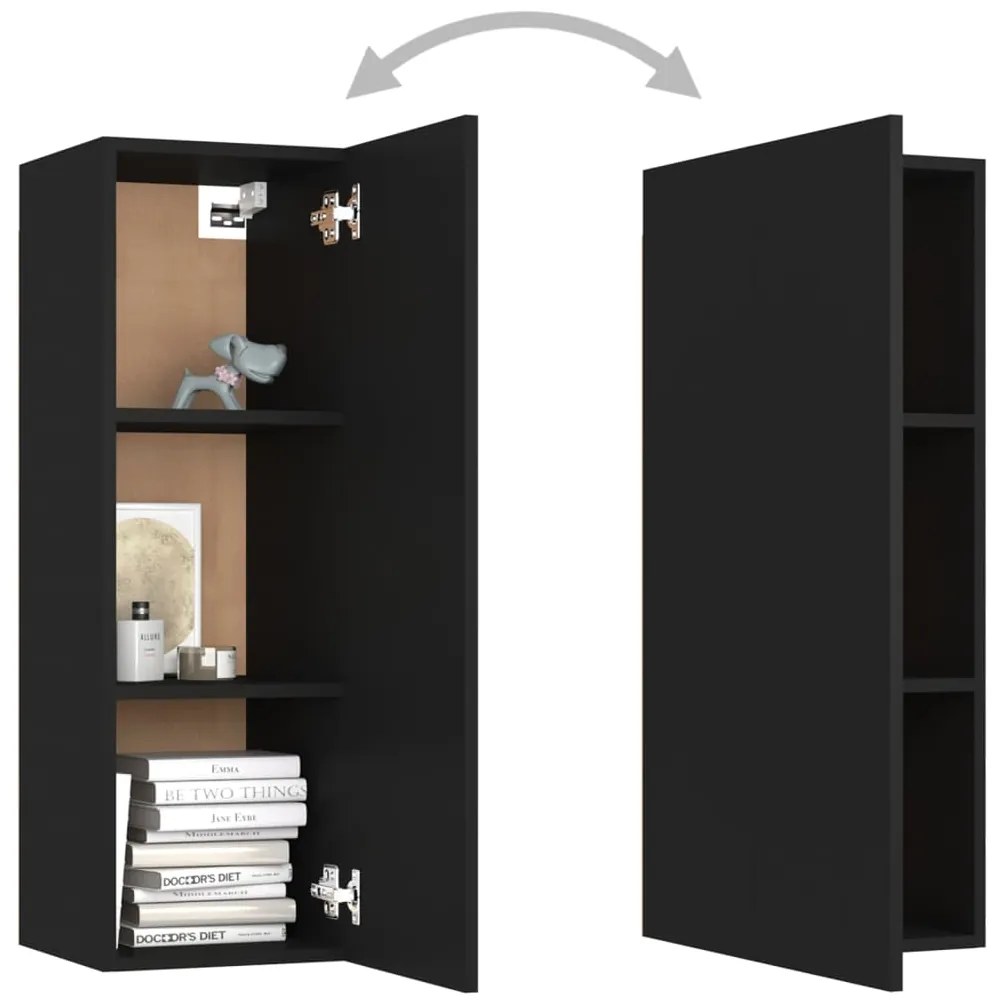 Móveis de TV 2 pcs 30,5x30x90 cm derivados de madeira preto