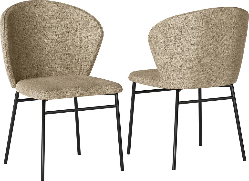 Conjunto de 2 cadeiras de sala de jantar (MESA NÃO INCLUIDA) com assento estofado em tecido com efeito de linho, pés de aço estáveis, design moderno,