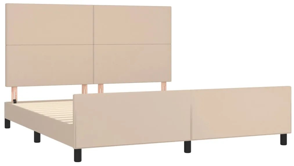Estrutura cama cabeceira 160x200 cm couro artificial cappuccino