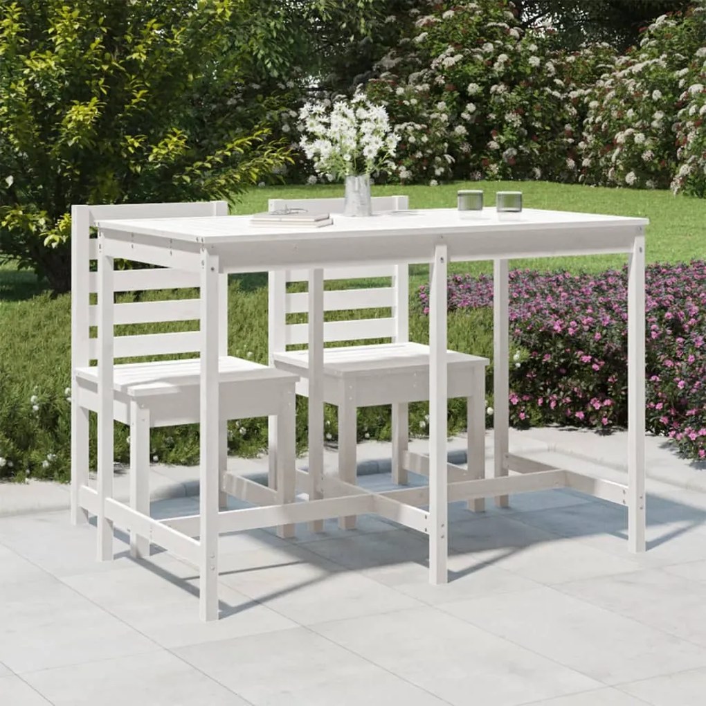 824096 vidaXL Mesa de jardim 159,5x82,5x110 cm madeira de pinho maciça branco