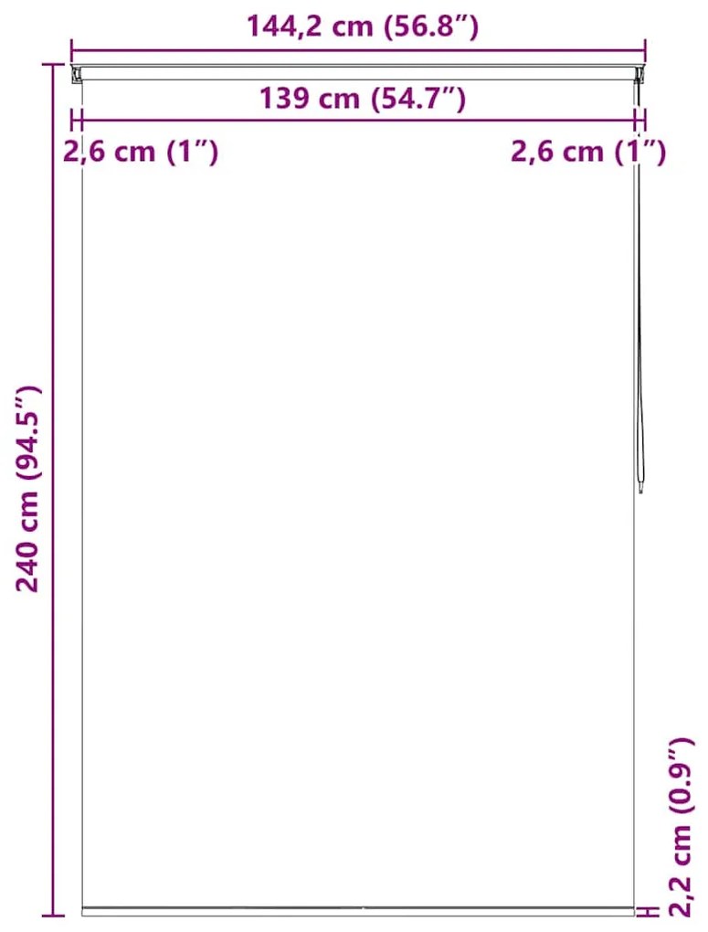 Estore de rolo para o duche 140x240 cm quadrados