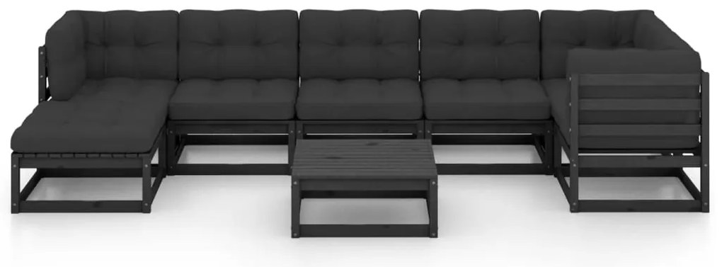 8 pcs conjunto lounge de jardim c/ almofadões pinho maciço