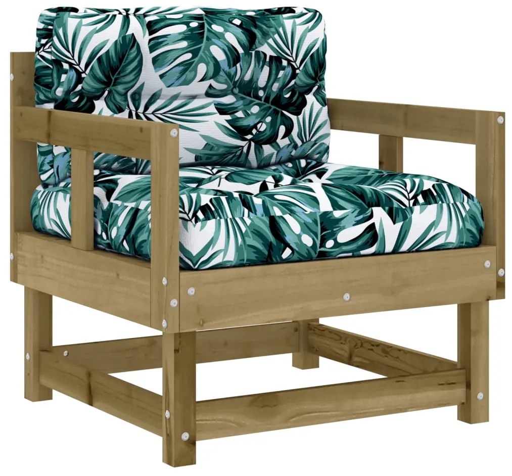7 pcs conjunto lounge de jardim c/ almofadões pinho impregnado