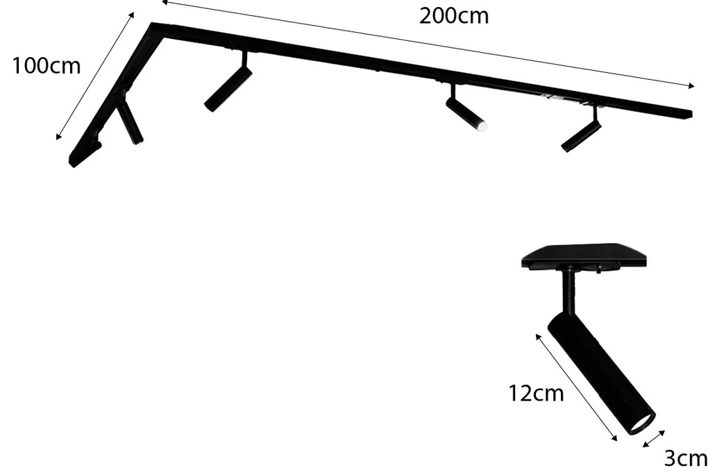 Sistema de iluminação de trilho moderno com 5 focos brancos monofásicos - Iconic Ivy