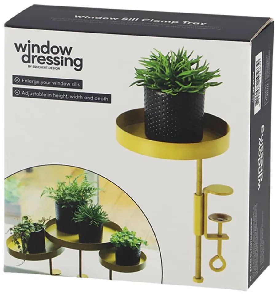 Esschert Design Tabuleiro p/ plantas redondo com braçadeira S dourado