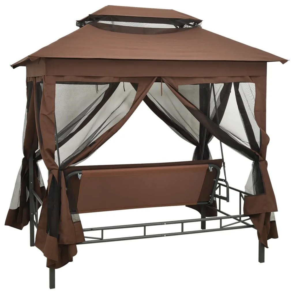 Gazebo com baloiço conversível cor café