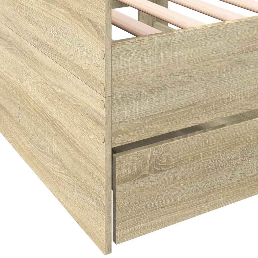 Sofá-cama com gavetas sem colchão 90x200 cm carvalho sonoma