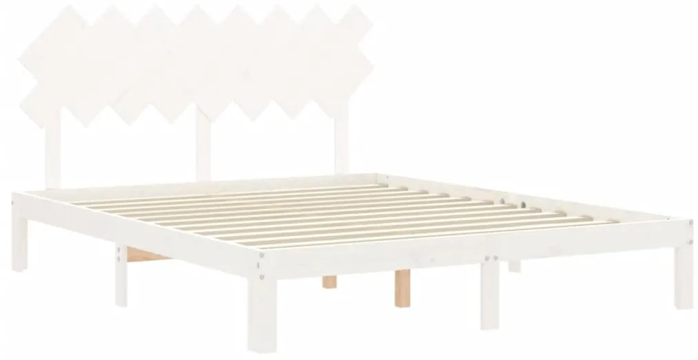 Cama sem colchão 160x200 cm madeira de pinho maciça branco