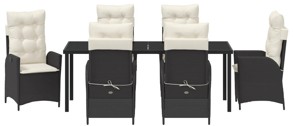 Conjunto de Jantar Jardim 7 Peças com Almofadas - Rattan Preto