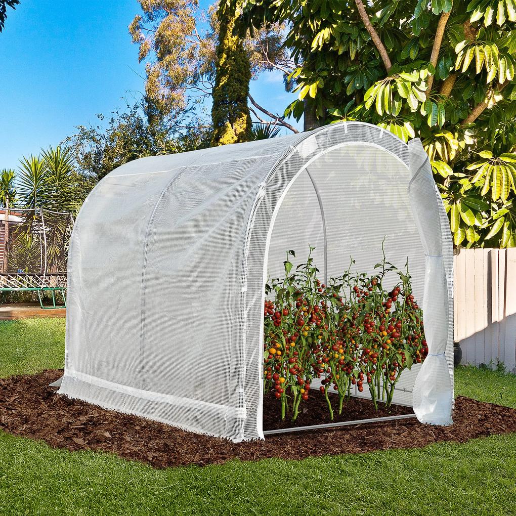 Outsunny Estufa de jardim Tipo túnel para o cultivo de vegetais com 2 portas enrolaveis Aço 240x180x195 cm verde