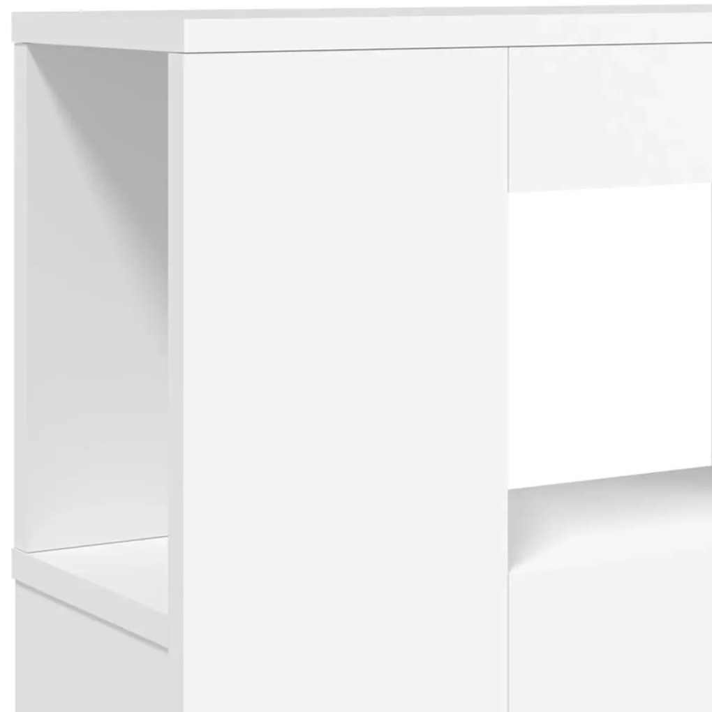 Cabeceira cama c/ LEDs 120x18,5x103,5 cm deriv. madeira branco