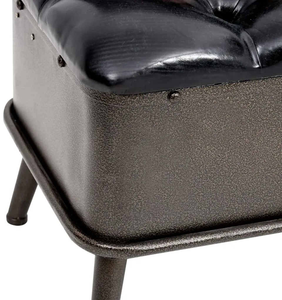 Banco de arrumação com encosto 110 cm couro artificial preto