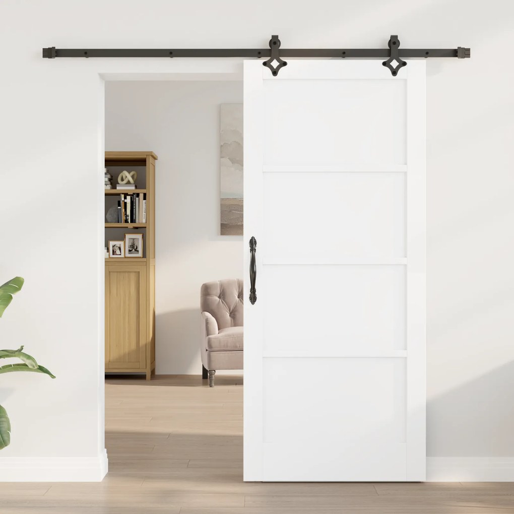 Porta Deslizante vidaXL com Conjunto de Ferragens Branca 86x198.5 cm M