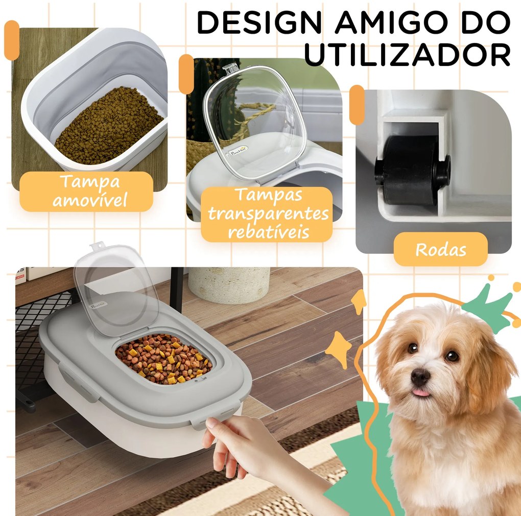 PawHut Recipiente de alimentação dobrável de 25l, recipiente de comida