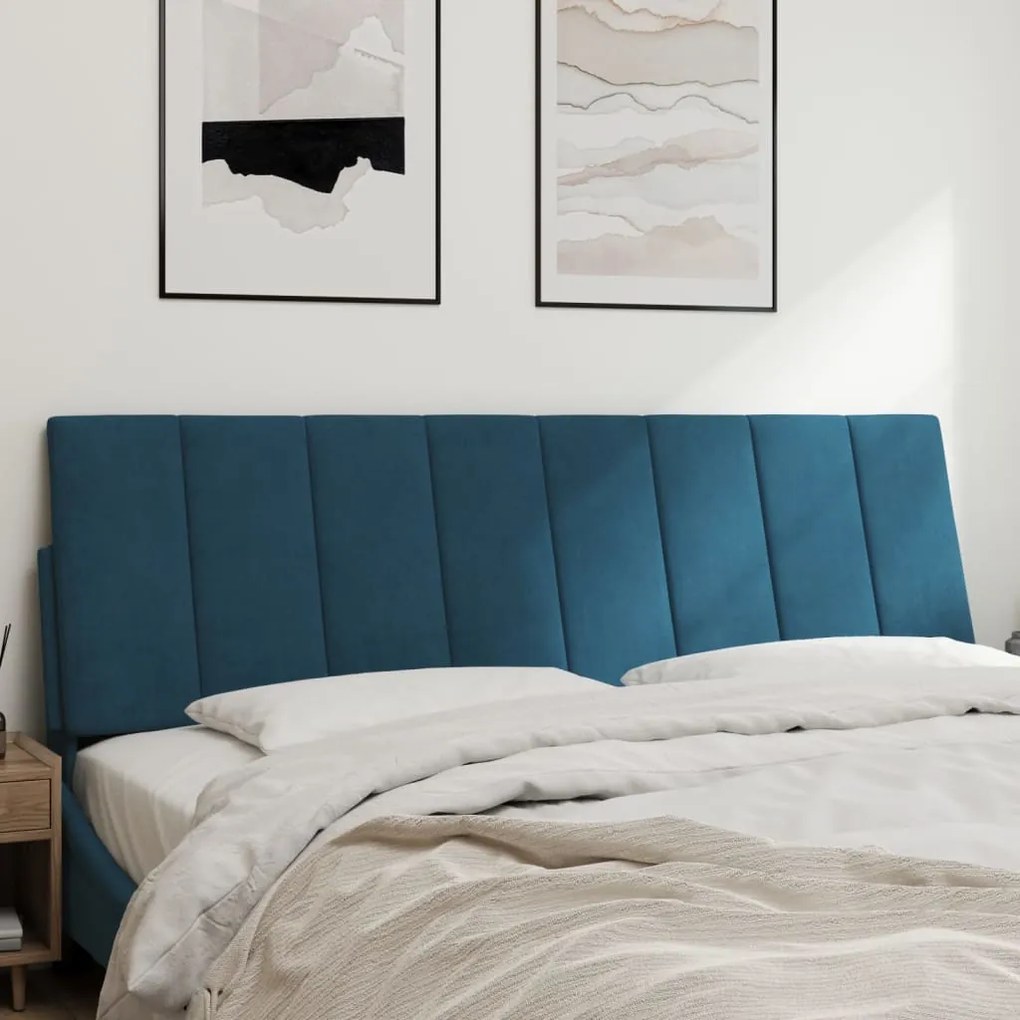 Almofadão de cabeceira 160 cm veludo azul