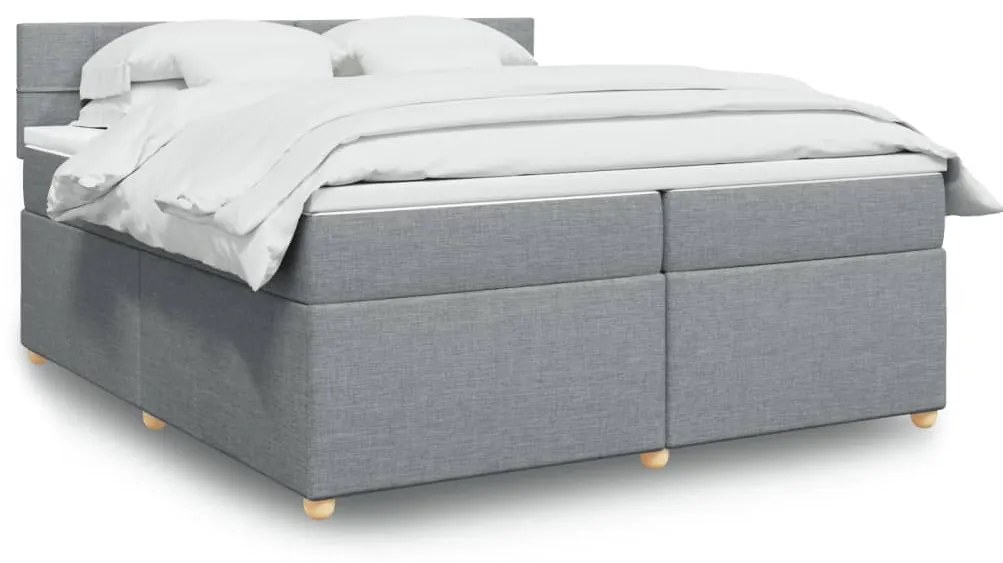 vidaXL Cama com molas/colchão 200x200 cm tecido cinza-claro