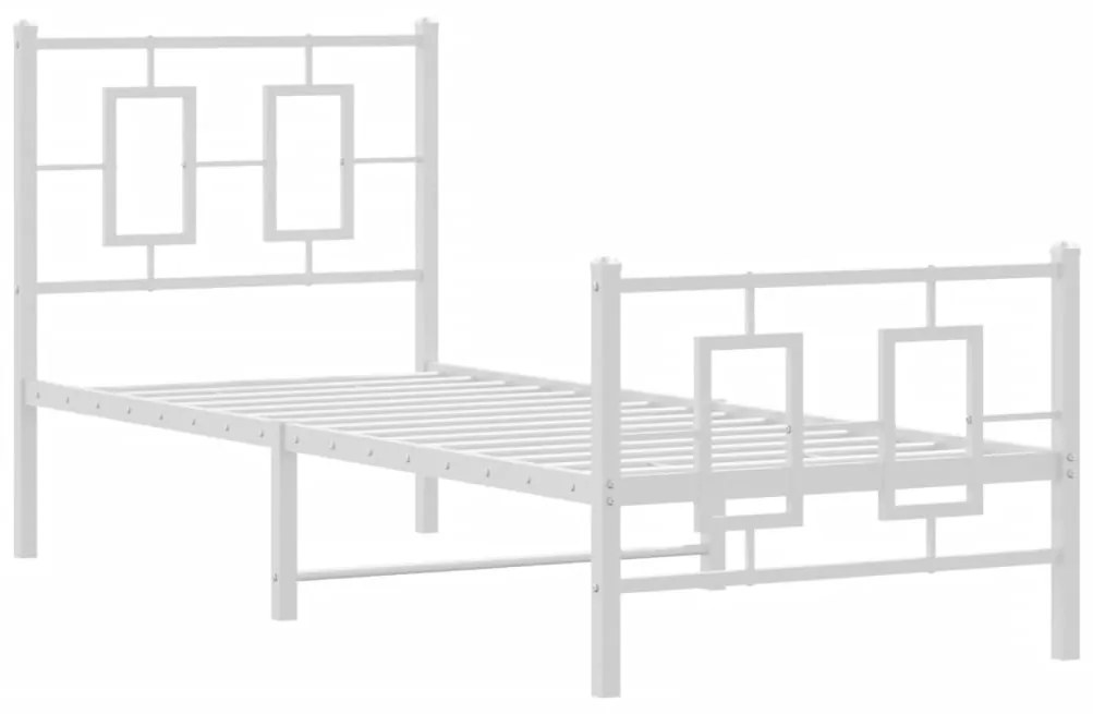 Estrutura de cama com cabeceira e pés 80x200 cm metal branco
