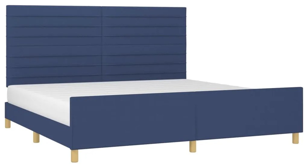 Estrutura de cama com cabeceira 200x200 cm tecido azul