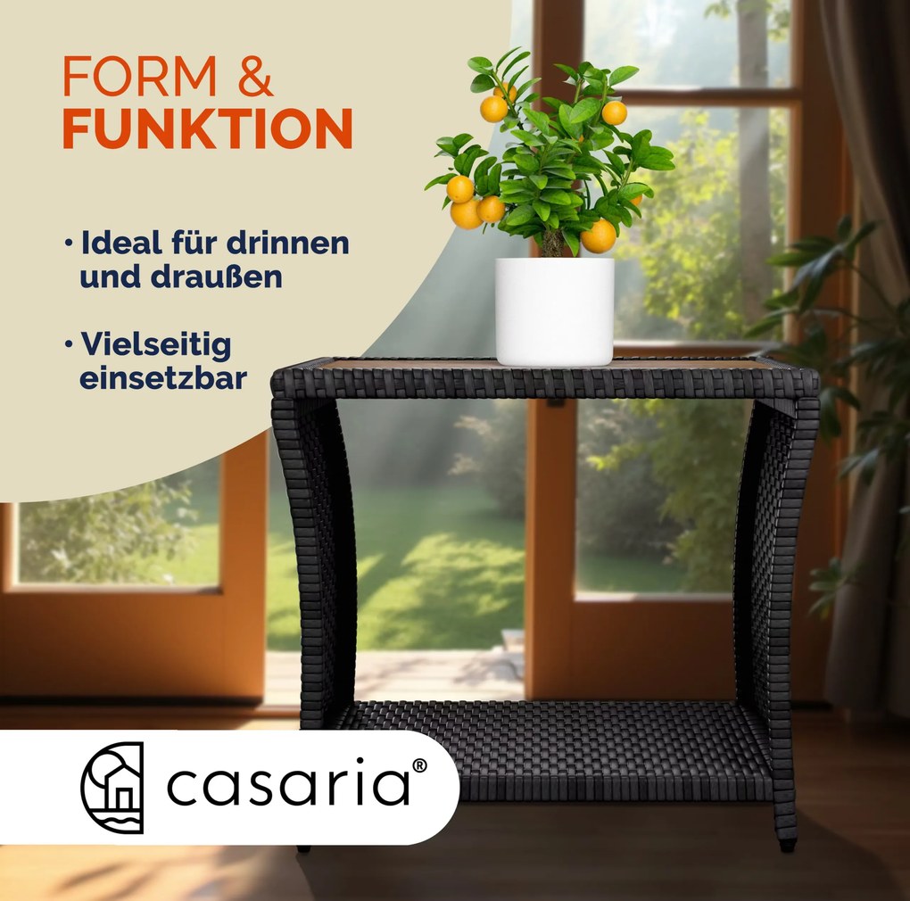 Mesa de apoio jardim Polyrattan 45x45x40cm cinzenta