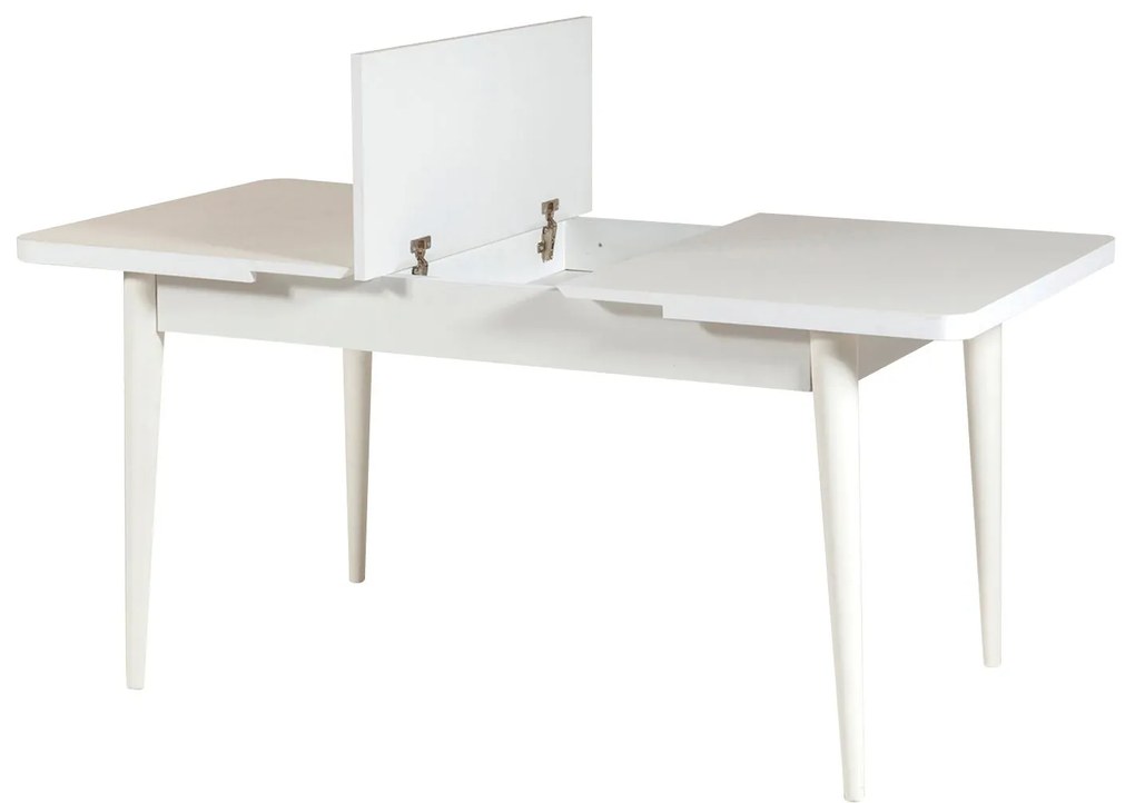 Conjunto de Mesa de Jantar Extensível e Cadeiras Vina – Branco Pedra –