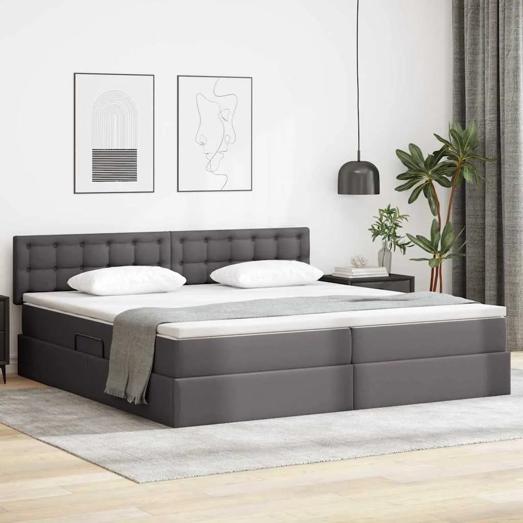 vidaXL Cama com arrumação e colchão com colchão Cinzeto 200 x 200 cm