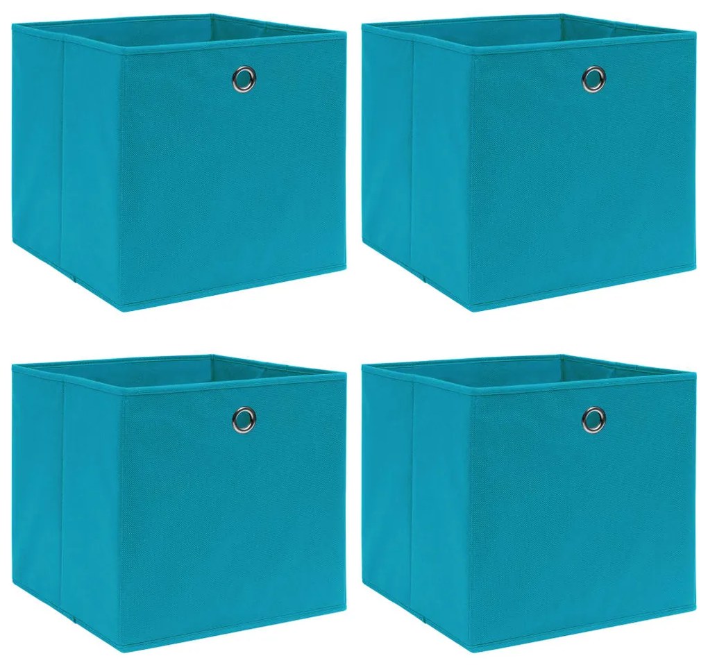 Caixas de arrumação 4 pcs 32x32x32 cm tecido azul-bebé