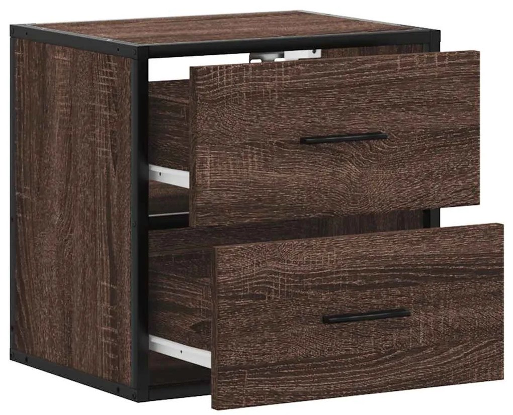 Mesas de cabeceira parede 2pcs 40x31x39,5 cm carvalho castanho