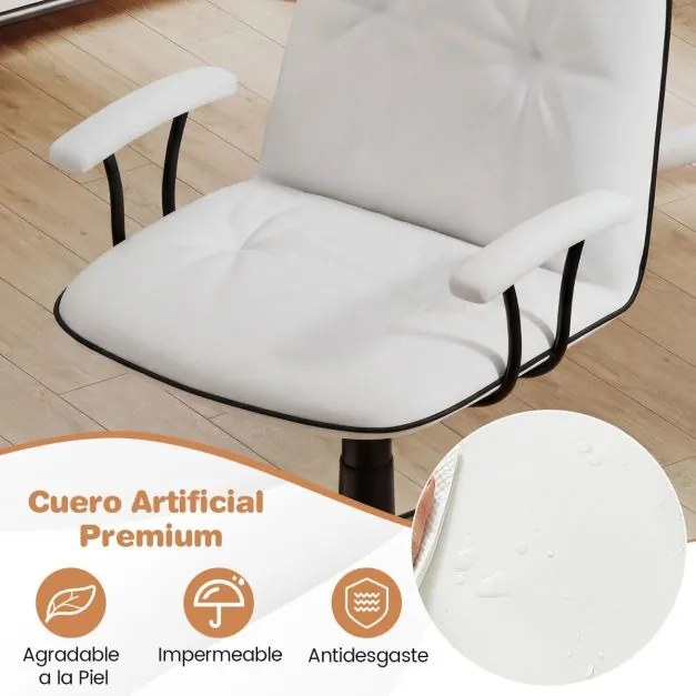 Cadeira de escritório moderna com altura ajustável, apoio braços e função de balanço Branco