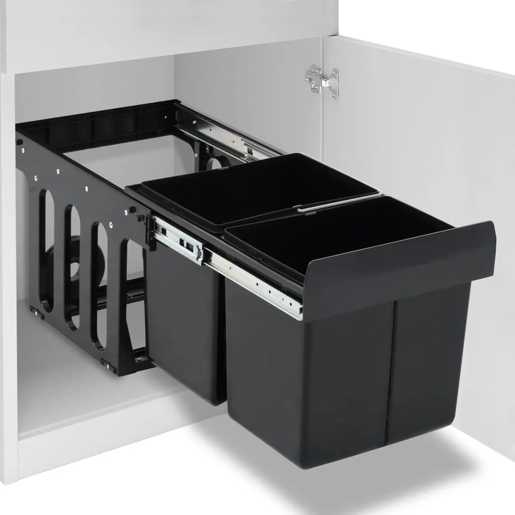 51179 vidaXL Balde do lixo de encastre no armário cozinha fecho suave 36 L