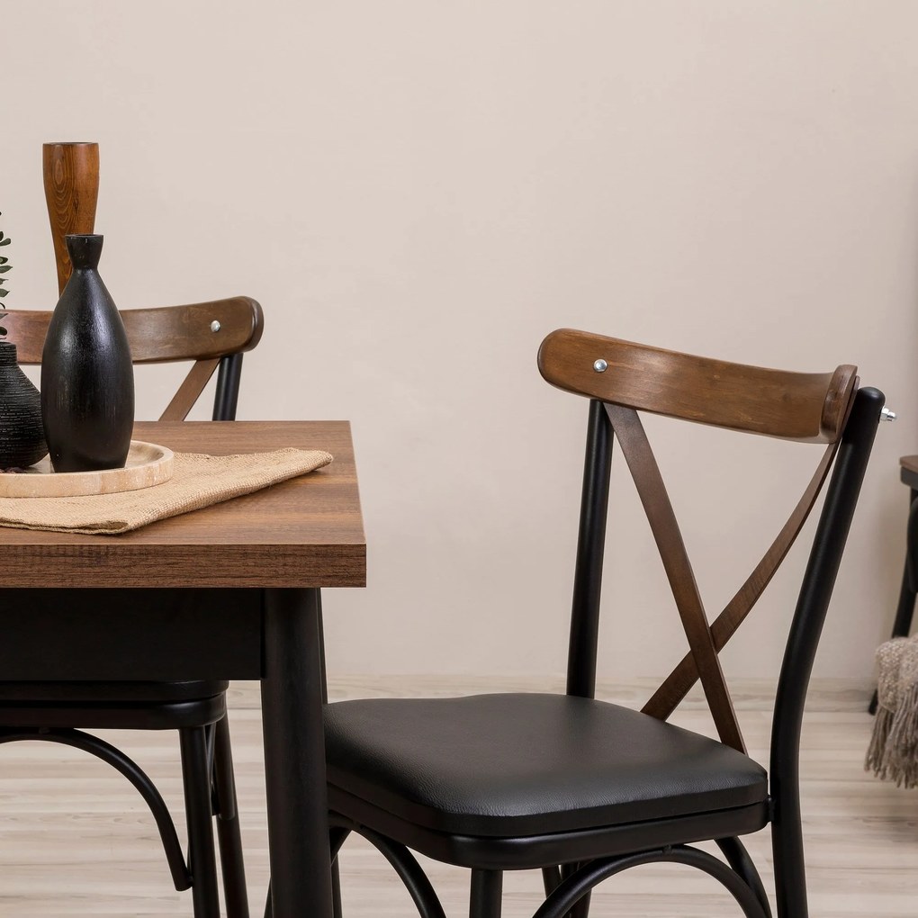 Conjunto de Mesa de Jantar Extensível e Cadeiras Oliver – Preto – Mesa