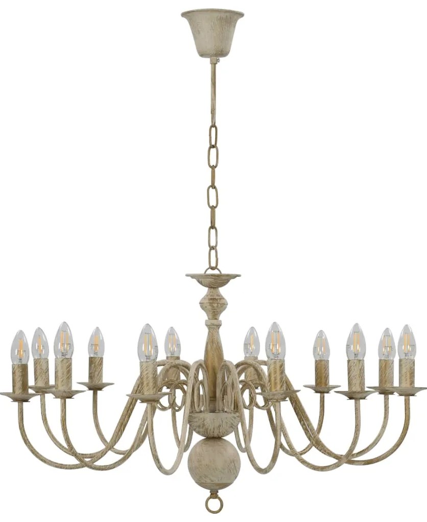 Lustre antigo de 12 lâmpadas E14 branco