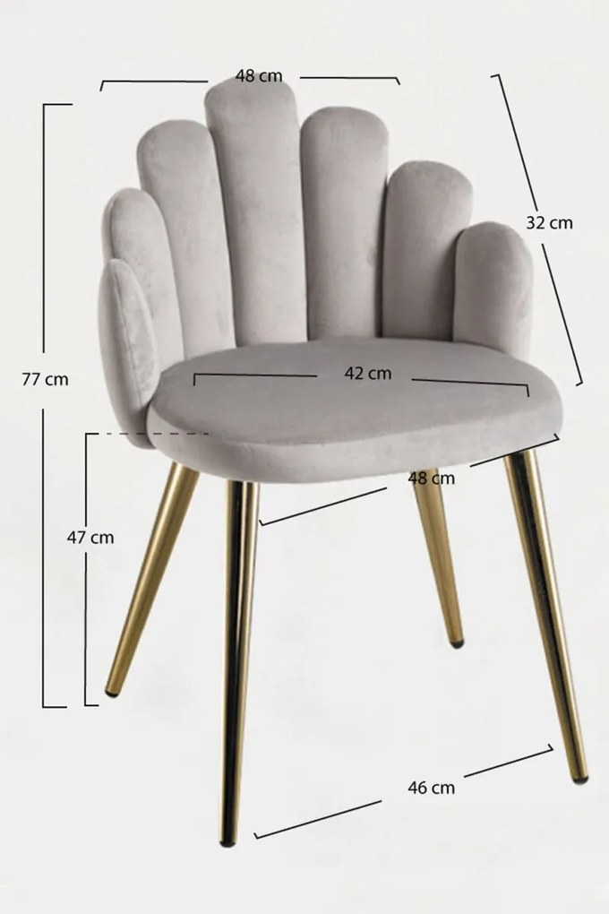 Cadeira Hand Gold Veludo - Cinza claro