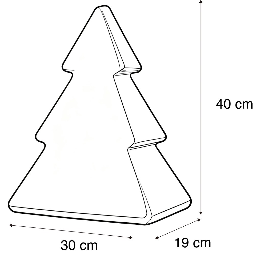 Candeeiro de Pé de Natal Branco 40cm com LED Solar e Recarregável RGBW - Pinus