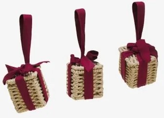 Pack De 3 Enfeites De Natal Em Corda Trançada Dravik Romã Vermelha - Sklum