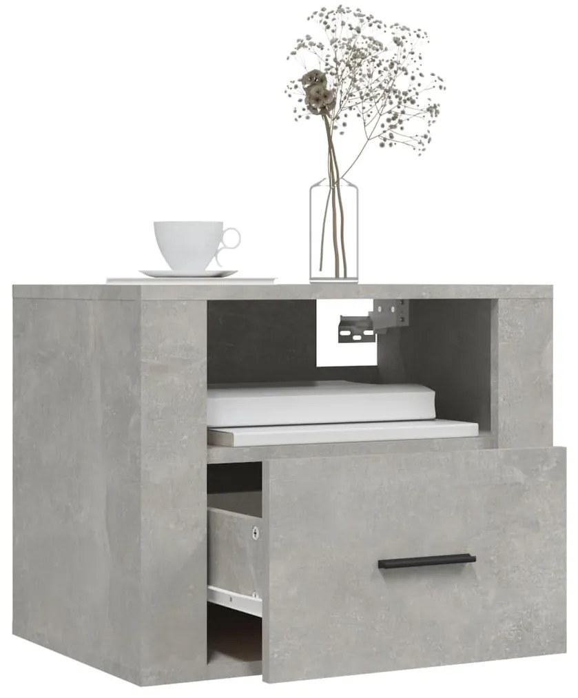 Mesas de cabeceira de parede 2 pcs 50x36x40 cm cinzento cimento