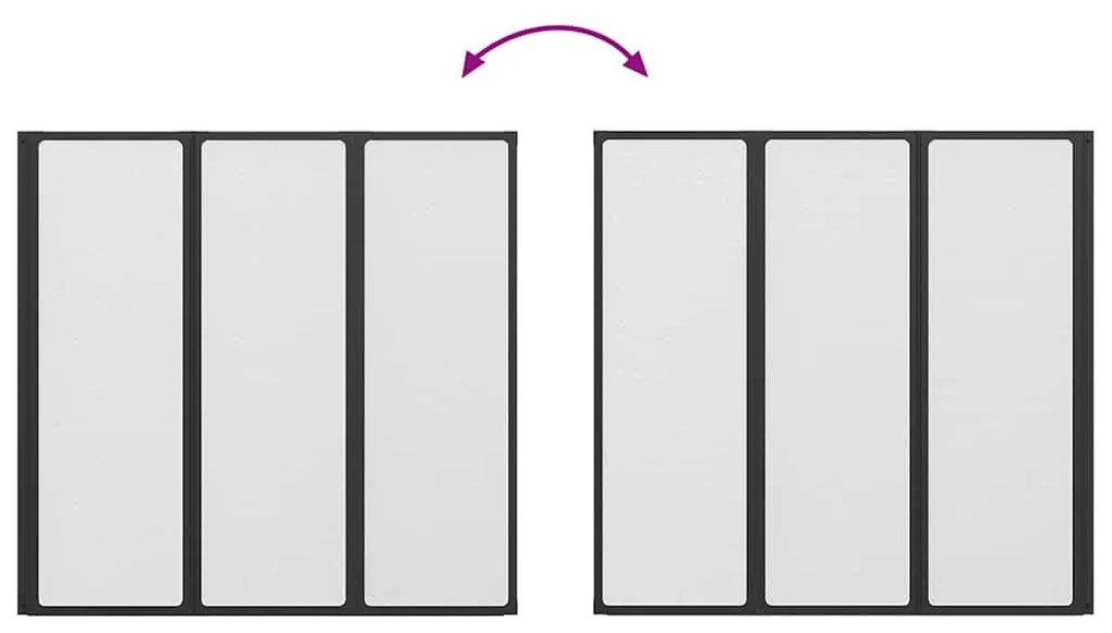 Painel de vidro dobrável para duche 3 peças 117 x 120 cm