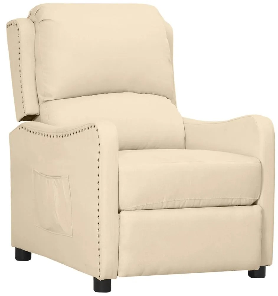 vidaXL Poltrona reclinável tecido cor creme