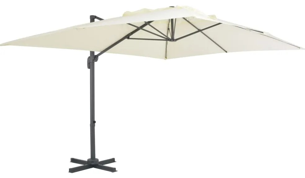 Guarda-sol cantilever c/ poste alumínio 400x300 cm cor areia