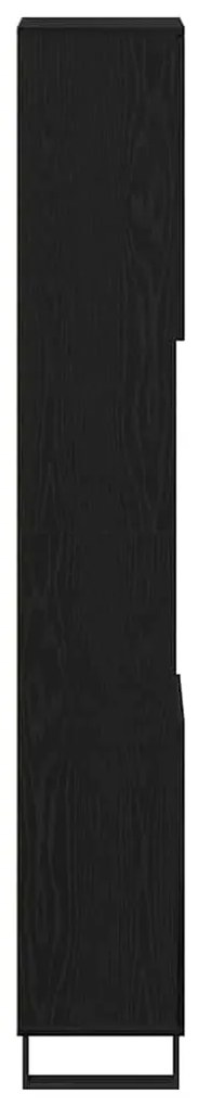 Armário de Banheiro vidaXL Carvalho Preto 30x30x190 cm Madeira Engenha