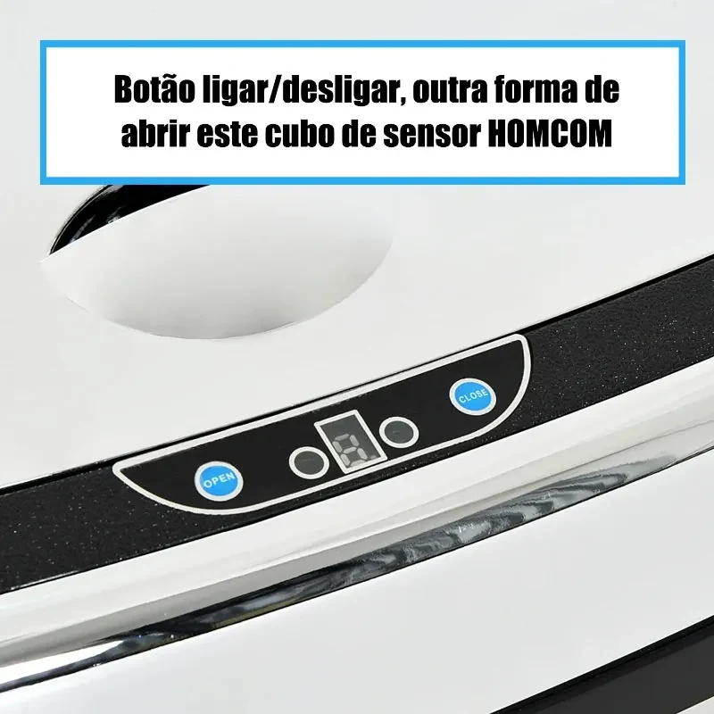 HomCom Caixote do Lixo Inteligente Prata Aço Inoxidável 33 x 25 x