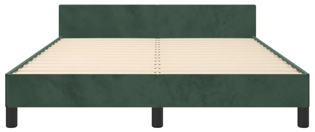 Estrutura de cama sem colchão 140x190 cm veludo verde-escuro