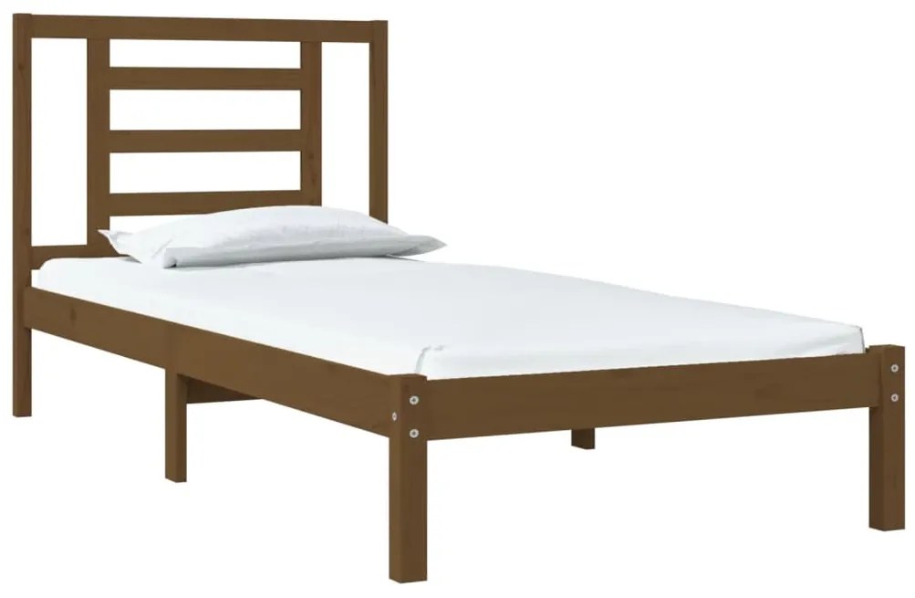 Estrutura de cama 100x200 cm pinho maciço castanho mel